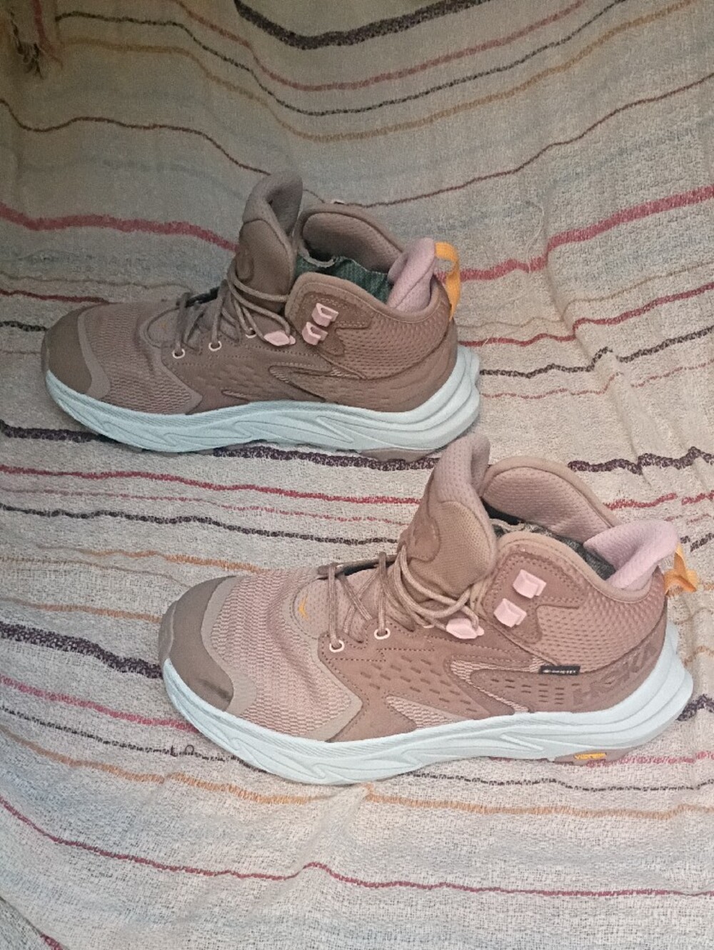 Hoka One One Women's Taupe and Pink Lace-Up Sneakers - Picture 4 of 8